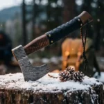 handcrafted Damascus steel viking axe