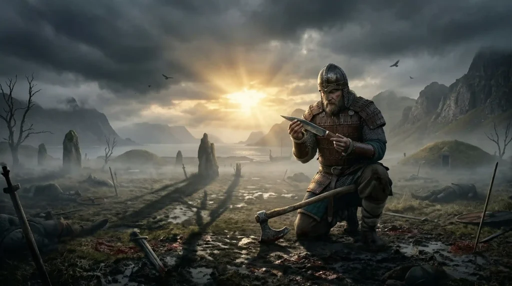 viking warrior seax knife norse battlefield